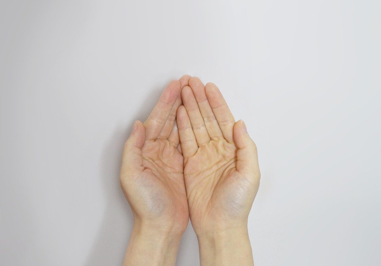 Two hands cupped, open and empty.